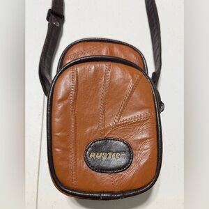 Vintage Rustic Brand Camera Bag (Crossbody) Shoulder Strap Brown 100% Leather